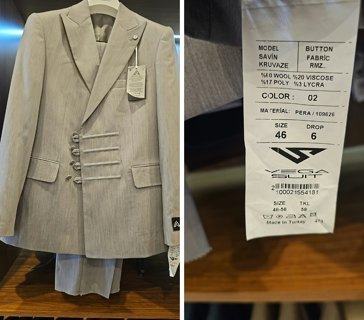 بدلة دبل بريست تركي 473 رمادي فاتح Vega Suit
