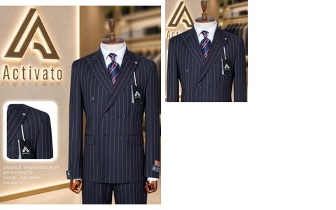 Double-Breasted Suit 501 - Navy Pinstripe