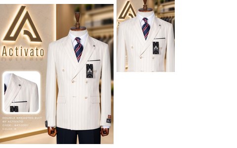Double-Breasted Suit 501 - Cream Pinstripe