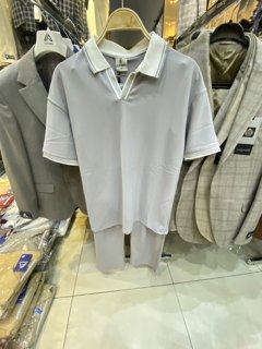 Polo Set Top + Pants - Light Grey