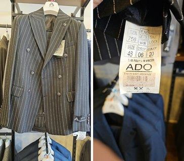 بدلة دبل بريست تركي 756 فحمي مقلم Ado Suit
