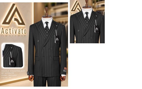 Double-Breasted Suit 501 - Black Pinstripe