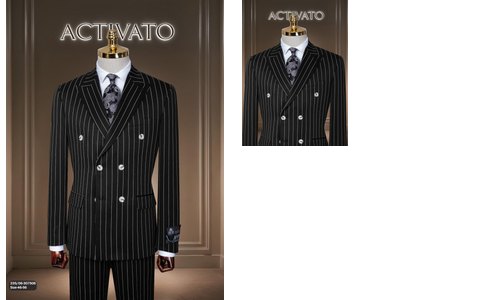 Double-Breasted Suit 235 - Black Pinstripe